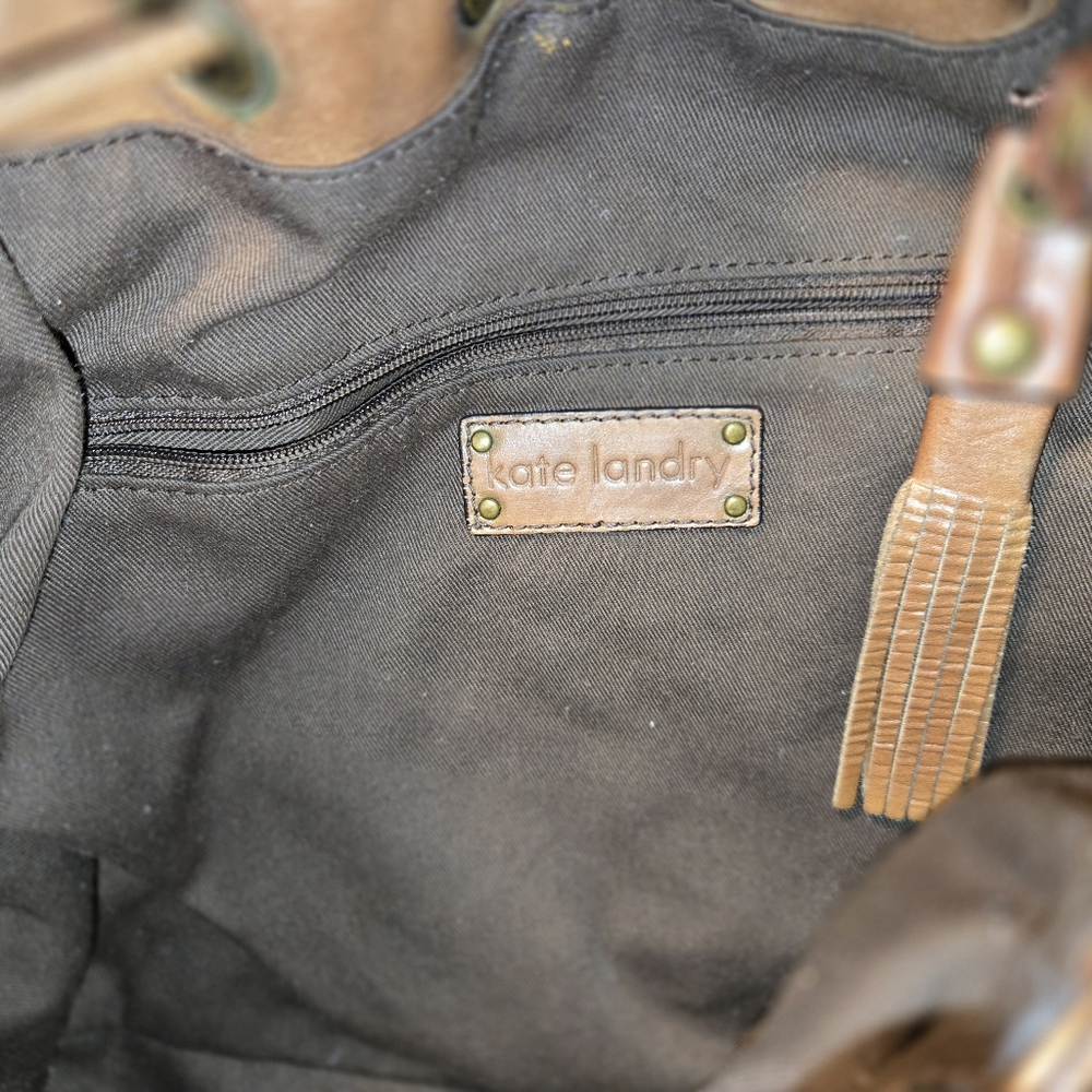 Kate landry purse. Tapestry And Leather Tan Bag - Picture 9 of 12
